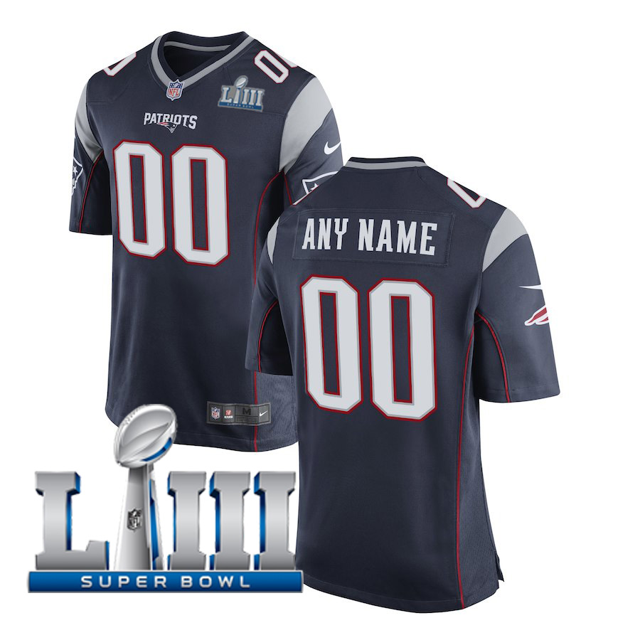 Custom Youth New England Patriots Nike Navy Game 2019 Super Bowl LIII NFL Jersey